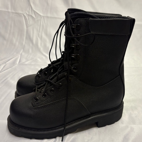 Terra Military Combat Boot Size 240 Womens 7 Steel Toe Black Pebbled Leather CSA - Picture 4 of 9